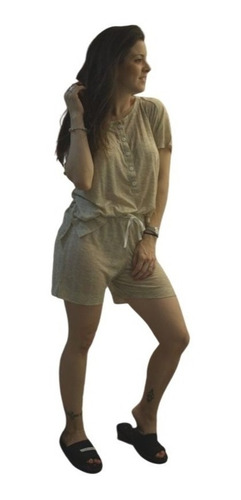 Pijama Abotonado Maternal Short Corto Remera Alondra Morley