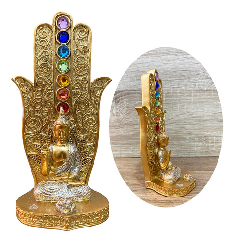 Porta Incenso Energia Meditação Mão 7 Chakras Decoração Buda