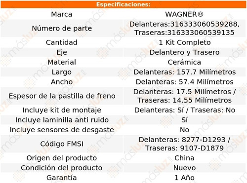 Jgo Balatas Cerámicas Delanteras Y Traseras Camry 16/17