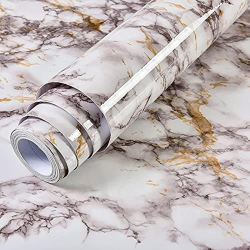 Viopvery Marble Contact Paper, 15.7 X393 White Marble Wallp