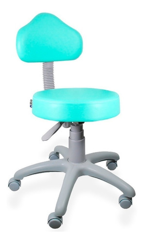 Cadeira de escritório Ultra Móveis Corporativo Mocho base cinza ergonômica  verde-claro e cinza com estofado de couro sintético
