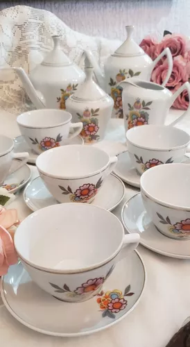 Conjunto De Chá E Café Porcelana Pozzani Antigo