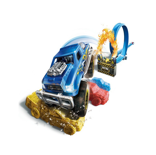 Pista Loop Con Lanzador Y Camioneta 4x4 Compatible Hw Color Unico