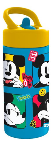 Botella plastica Con Asa Y Sorbete  Mickey Mouse