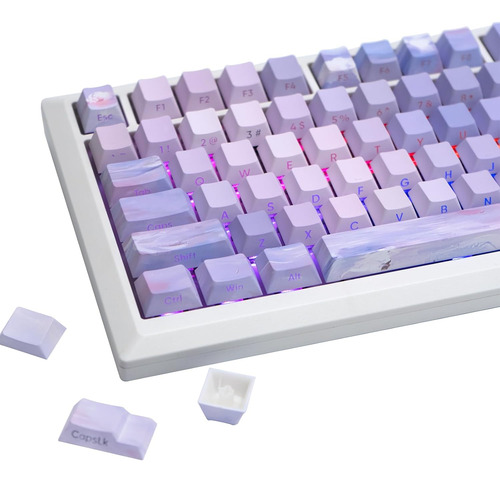 Pbt - Juego De Teclas Impresas En Color Morado Degradado Con