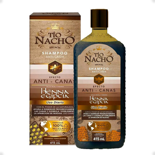  Shampoo Tío Nacho Efecto Anti-canas Henna Egipcia Con 415ml