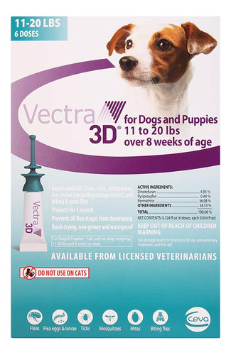 Vectra 3d Perro Pequeño 11-20lbs, 6 Dosis
