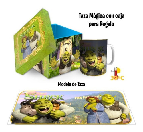 Taza Magica, Modelo, Shrek Y Estuche Madera, Con Envio