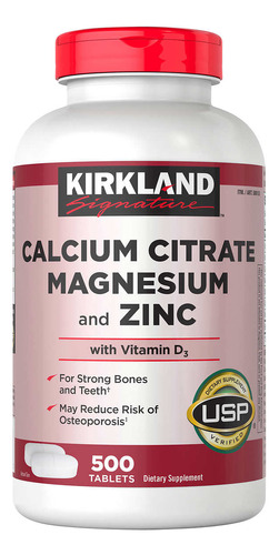 Kirkland Calcio Citrato, Magnesio, Zinc, Vitamin D3 500 Tlbs