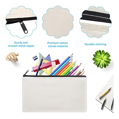Bolsa De Maquillaje De Algodón Negro Con Cremallera
