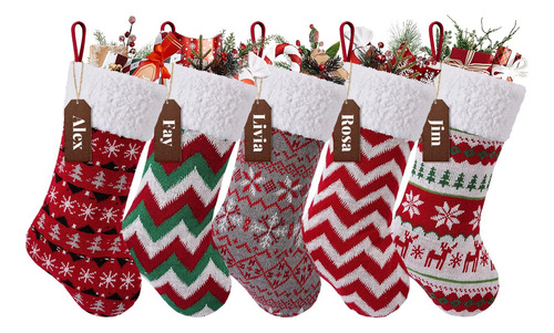 Juego De 4 Medias De Navidad Con Copos De Nieve 40 Cm