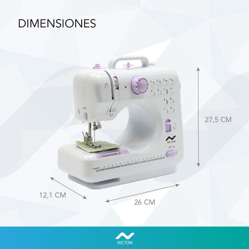 Imagen 6 de 7 de Máquina De Coser Nictom Mc02 Recta 12 Tipos De Puntadas