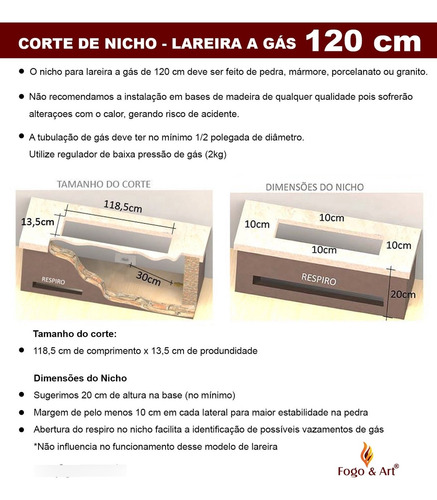Lareira A Gás Linha Clássica Plus Modelo Luna De 120cm