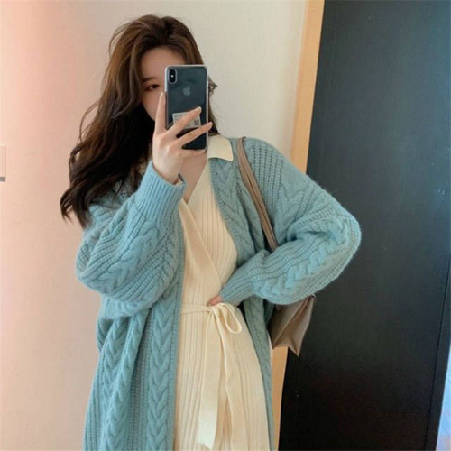 Cárdigan Vintage De Punto Trenzado Holgado Para Mujer