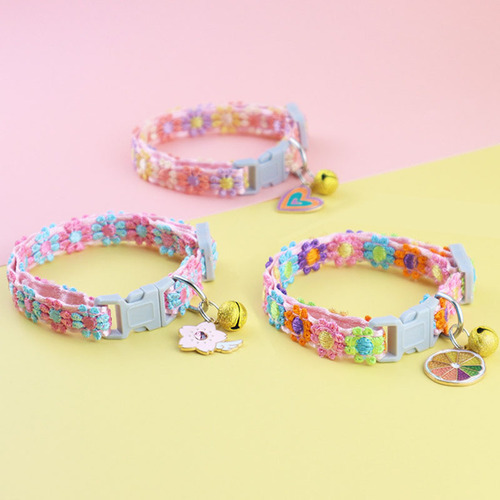 Collar De Dopamina For Gato Con Flores De Encaje De Colores