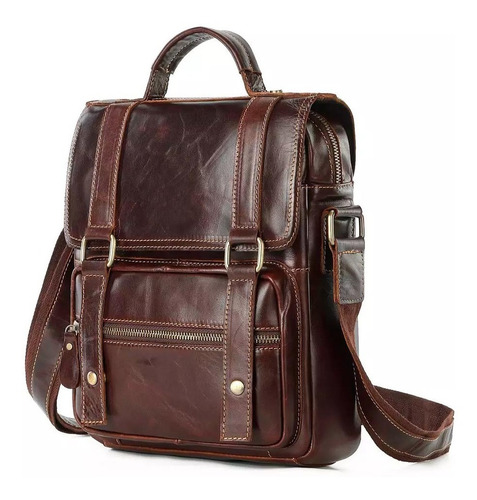 Morral De Cuero Genuino Bolso De Hombro Marron