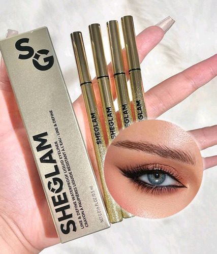 Set 4 Delineador De Ojos Liquido Resistente Agua Sheglam Negro Mate