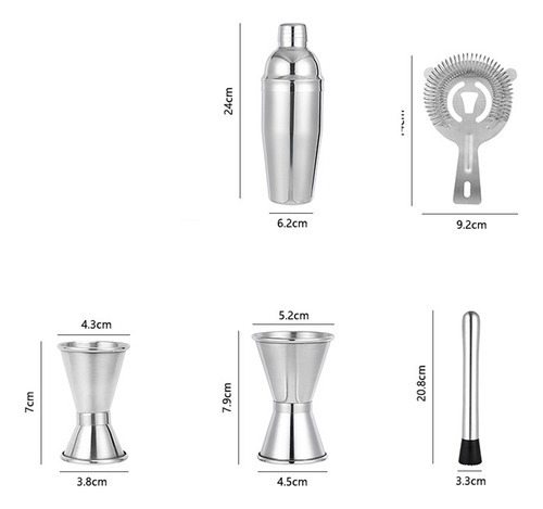 Kit Cocteleria 23pcs Profesional Bartender 750ml Con Soporte