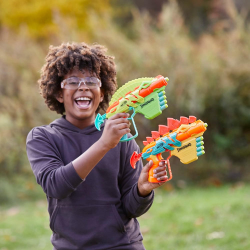 Nerf Dinosquad Stego-duo, 2 Lanzadores, 10 Dardos Nerf Elite