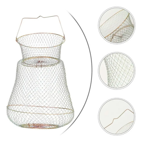 Viveiro Pesca Peixe De Arame Retrátil Com Tampa 38cm Lamazon