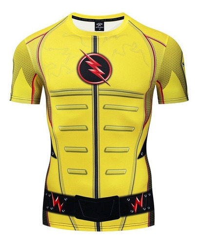 Camisa De Compresión Masculina De Entrenamiento The Flash 3d