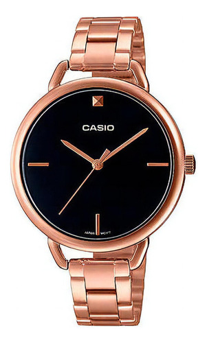 Reloj Casio Linea General Ltp-e415pg-1cdf Mujer Color De La Correa Oro Rosa Color Del Bisel Oro Rosa Color Del Fondo Negro