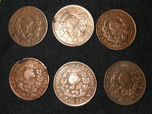 Monedas 5 Centavos Años 1966, 1967, 1969, 1970, 1973, 1978