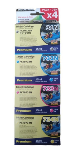 Imagen 2 de 3 de Epson 73 Pack Alternativo Pacific Color T073 Tx200 Cx5500