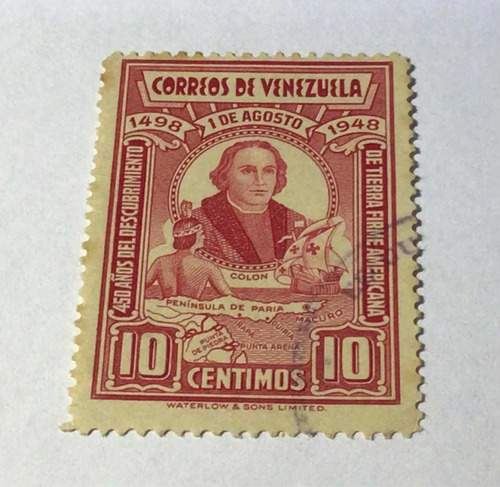 Imagen 2 de 2 de Estampilla 10 Céntimos 1948 Venezuela