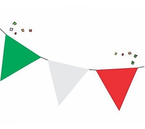 4 Pza Tira 50 Metros Banderines Tricolor (verde Blanco Rojo)
