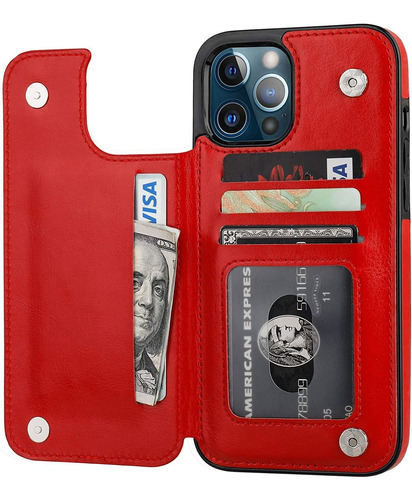 Onetop Compatible Con iPhone 12 Pro Max Wallet Case Con Tarj