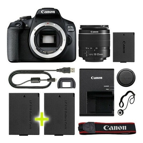 Camara Canon Eos 2000d / T7 Digital Slr+ Lente 18-55mm