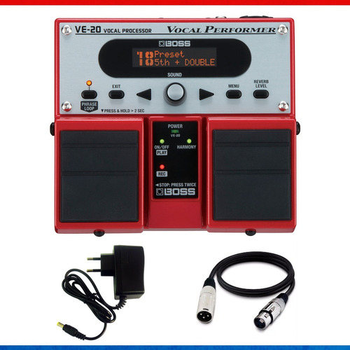 Pedal Boss Ve-20 Processador Vocal + Cabo + Fonte + Bag