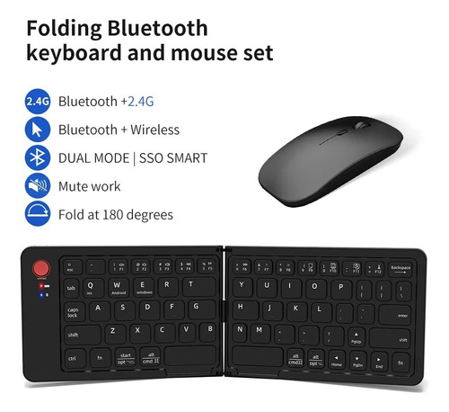 Portátil Dos Plegables Inalámbrico Bluetooth Teclado + Ratón