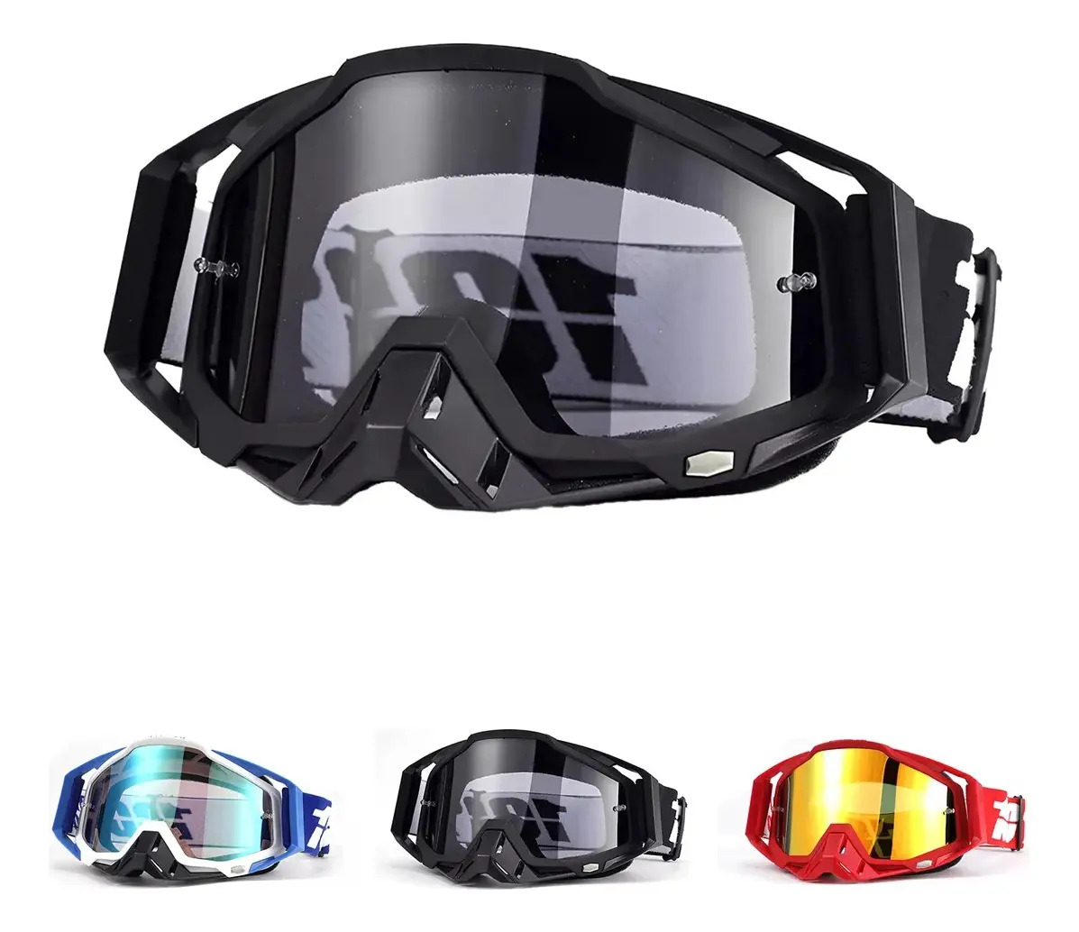 Goggles Motocross Meng Wei Ajustables Compatibles Casco Lente UV400 Negro
