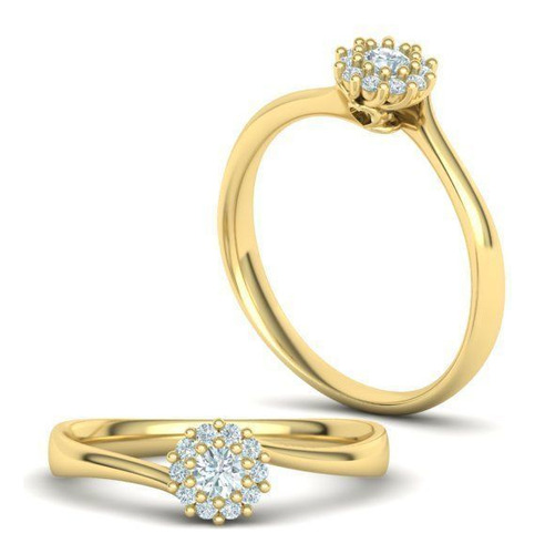 Anillo De Compromiso Mod. One Oro 10kt Con Diamante Creado