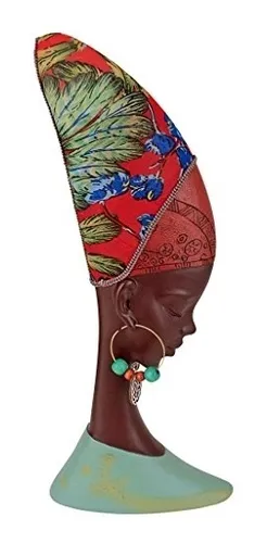 Estatuas Tocado Africano Escultura De Doncella A Todo Color