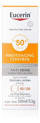 Eucerin sun CC tono medio protector solar photoacting control FPS 50 en crema de 50ml