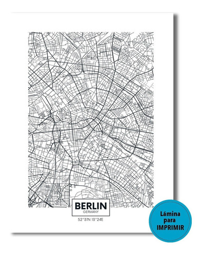 Lámina Cuadro Imprimible Mapa Berlin (alemania)