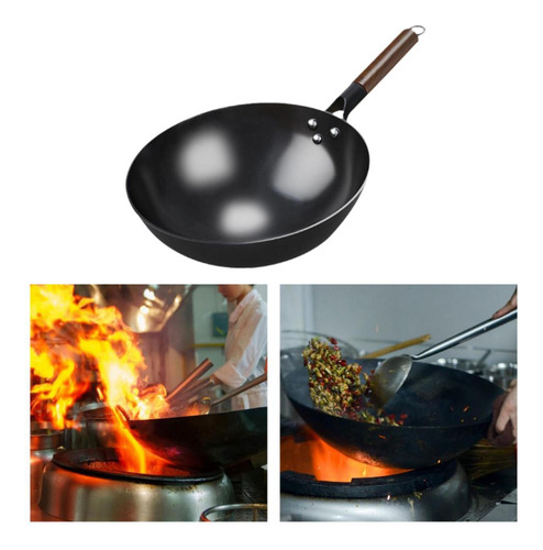 Sartén Wok Wok Chino Cocina De Inducción 36 Cm Sin Oreja
