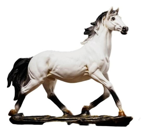 Animais Da Fazenda Cavalo Branco Corcel Negro Estatua Resina