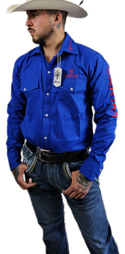 Camisa Ariat Bordado En Un Solo Color