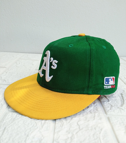 Oc Sports - Gorra Oakland A's Mlb Vintage Beisbol Juvenil. Verde-amarillo Juvenil 8-12 Años Ajustable Logo Bordado Oakland (Usado)