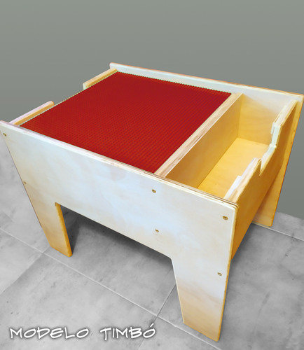 Mesa Juego Lego Infantil Rectangular Doble Tapa Madera