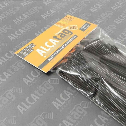 Alça Tag Bagagem Silicone - 16 Cm - Cordão Preto 100 Und