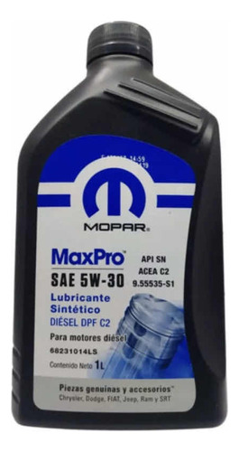 Aceite Mopar Maxpro 5w30 Diesel X 1 Litro