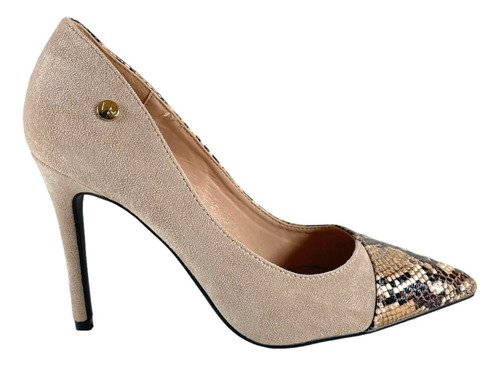 Zapato Con Taco Beige Snake Via Uno 12090509