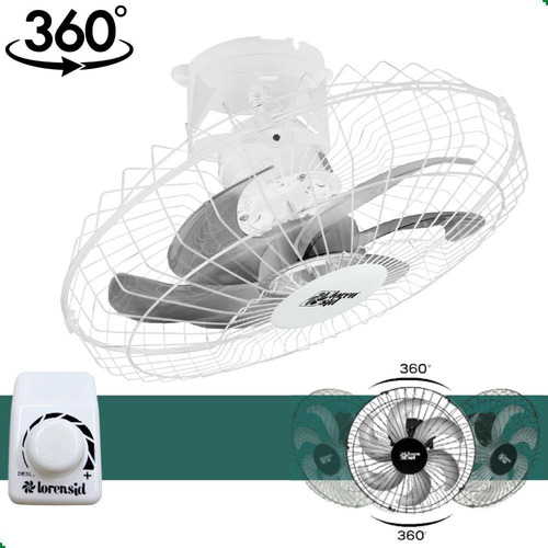 Ventilador Teto Orbital 50cm Bivolt 360° Branco - Lorensid