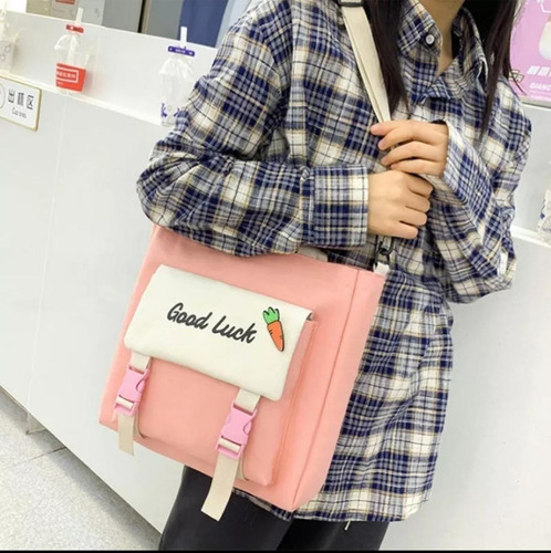 Kit De Mochila Juvenil #510 Incluye 5 Pzs Moda Kawaii