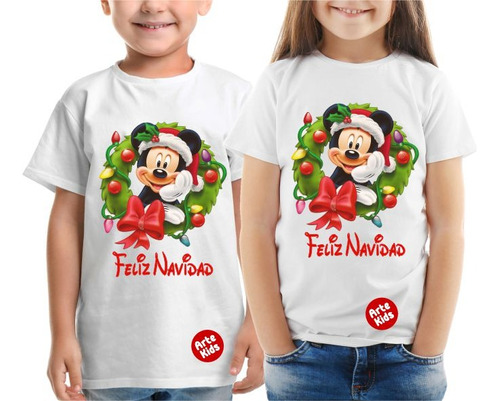 Polos Navideños Niños Mickey Mouse Corona Navidad
